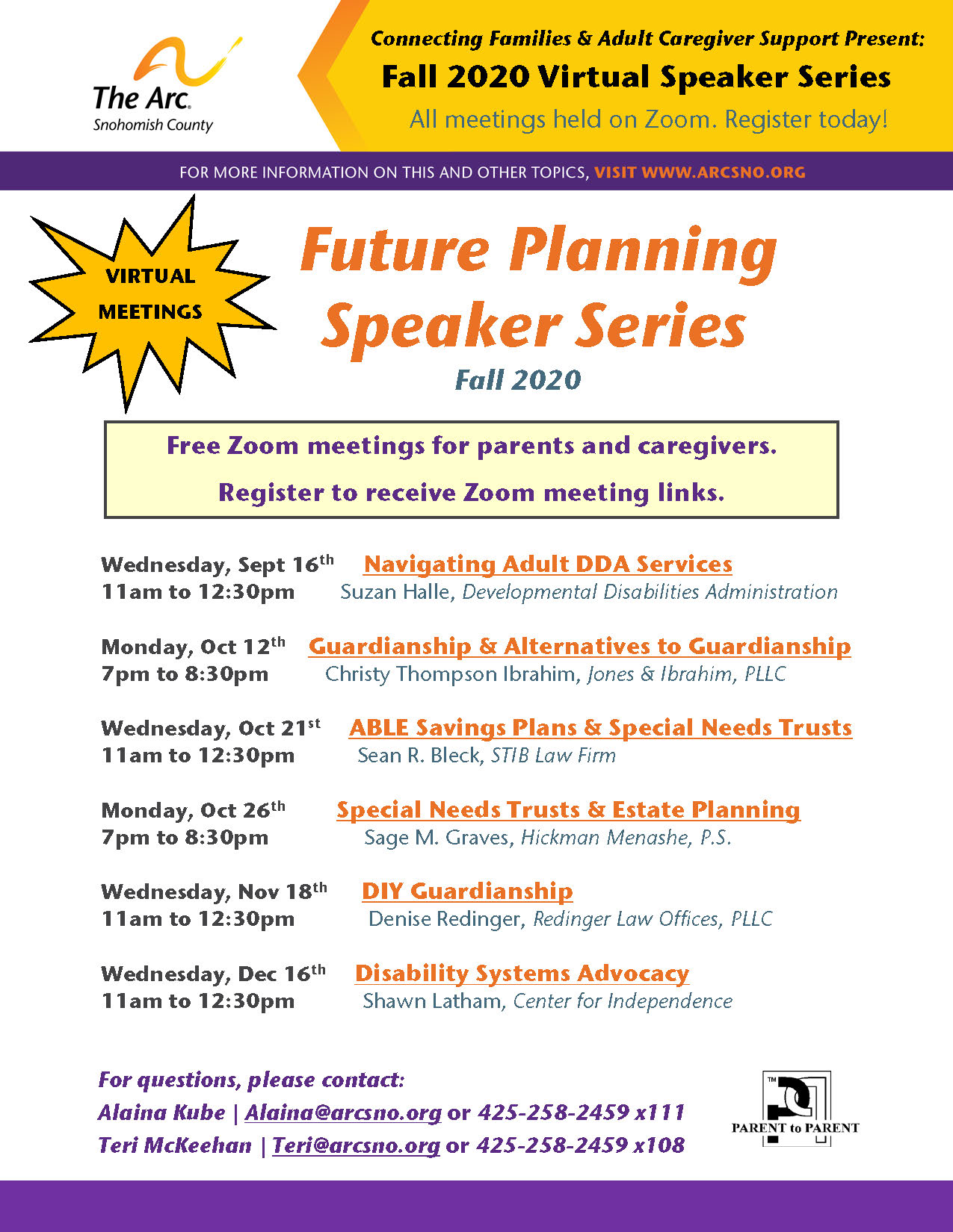 Arc Future Planning Speaker Series Fall 2020