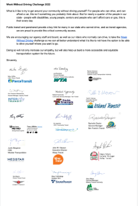 Week Without Driving Letter from WA Transit Agencies Small Graphic