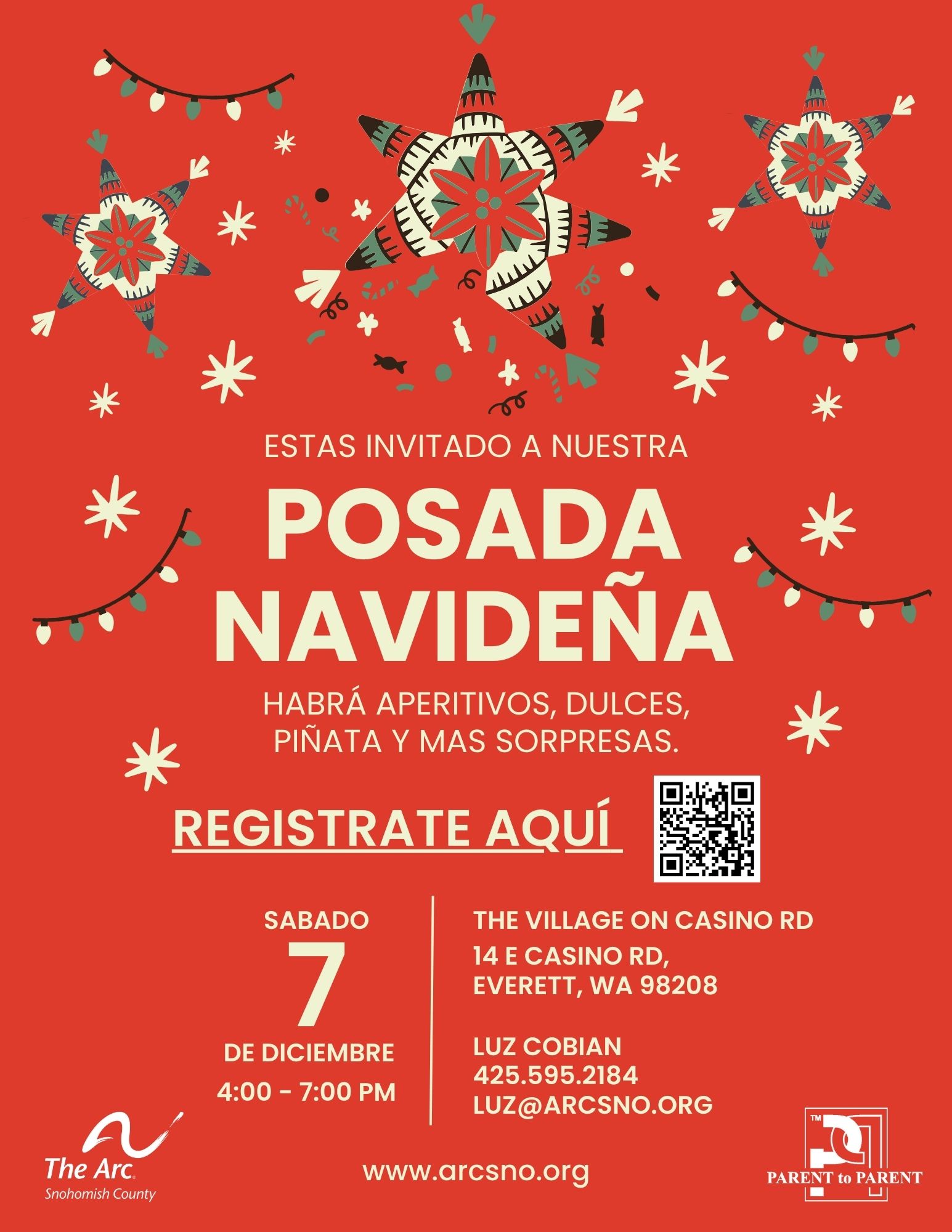 Invitación Posada Navideña Ilustrado Naranja